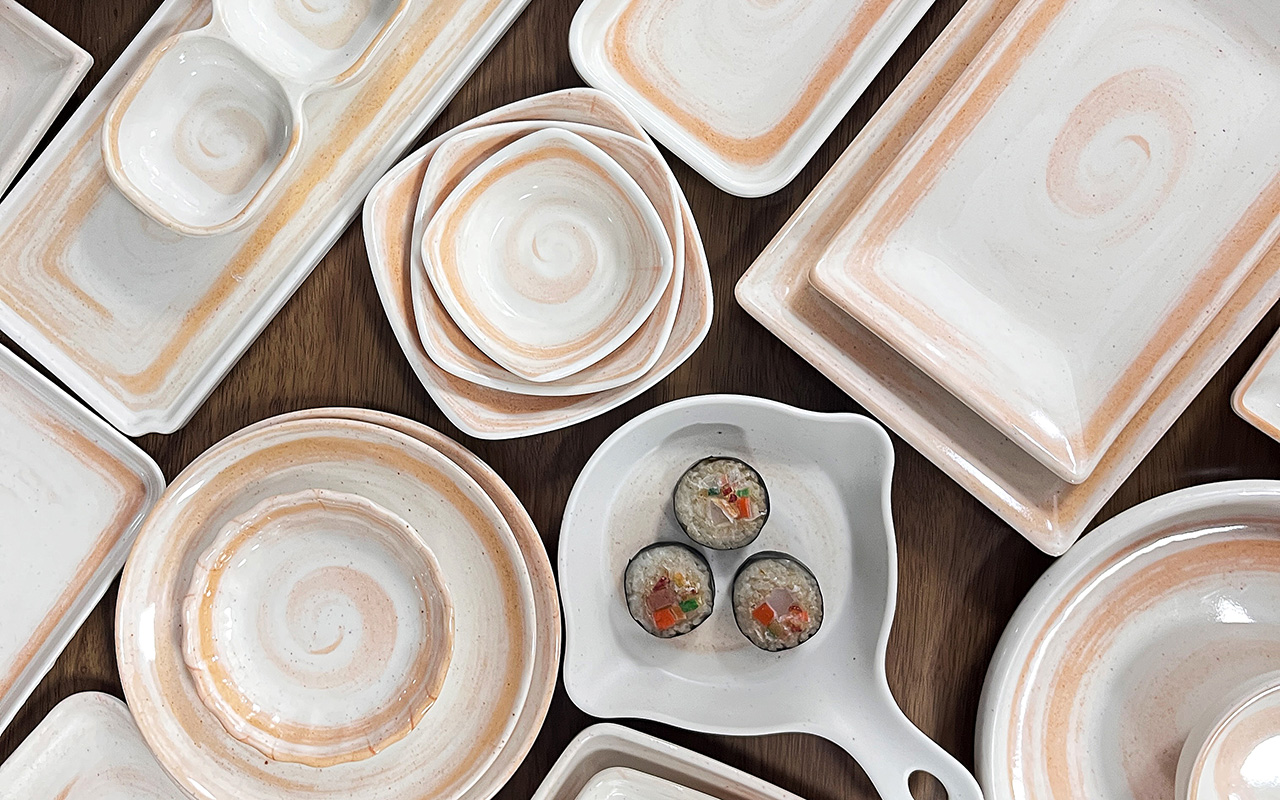 咖啡螺纹INS风碗盘餐具定制